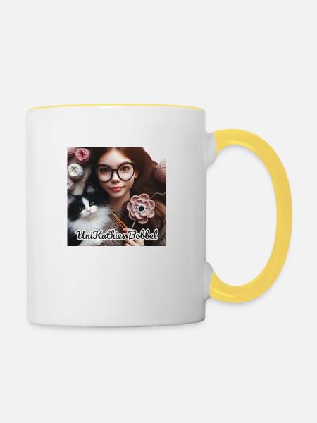 Kathrinchen KI Bild - Tasse zweifarbig - Weiß/Gelb