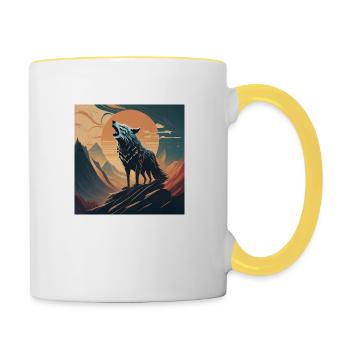 Schrei des Wolfes - Tasse zweifarbig - Weiß/Gelb - Rechts