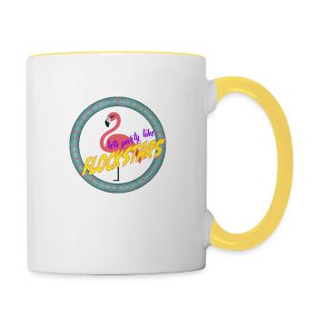 Flamingo - lets party like Flockstars - Tasse zweifarbig - Weiß/Gelb - Rechts