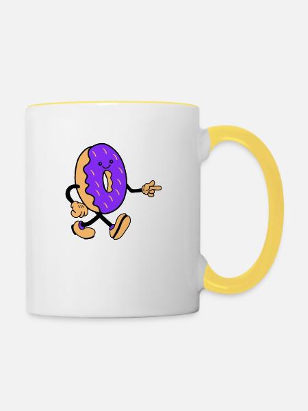 donut comic smile - Tasse zweifarbig - Weiß/Gelb