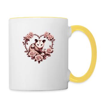 Opossum-Mama - Tasse zweifarbig - Weiß/Gelb - Rechts