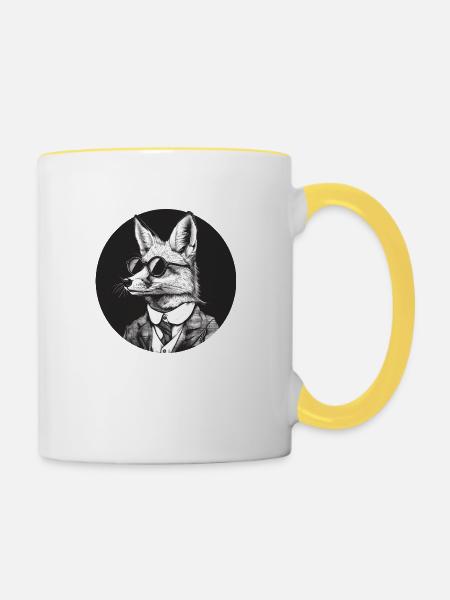 Fox Mafia Mob - Tasse zweifarbig - Weiß/Gelb