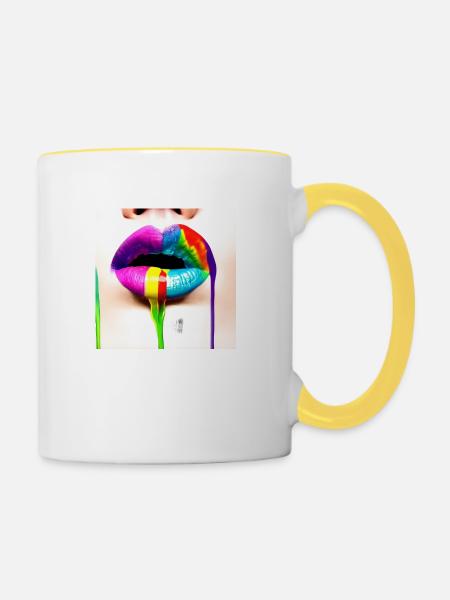 Rainbowkissmund 18 - Tasse zweifarbig - Weiß/Gelb