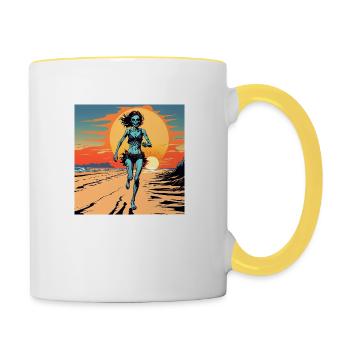 Running in the sunset - Mug contrasté - blanc/jaune - Droite