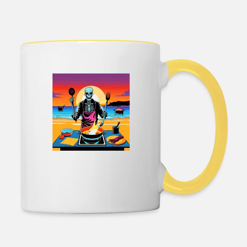 Cooking in the sunset - Contrasting Mug - white/yellow