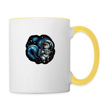 Weltraum-Eichhörnchen - Tasse zweifarbig - Weiß/Gelb - Rechts