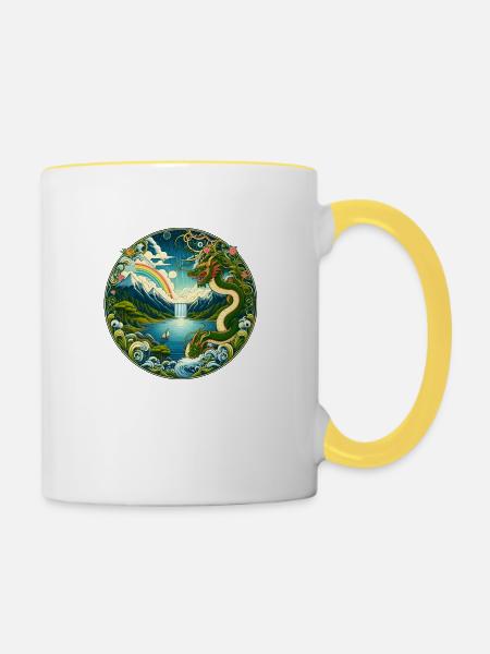 Chinesisches Märchen - Tasse zweifarbig - Weiß/Gelb