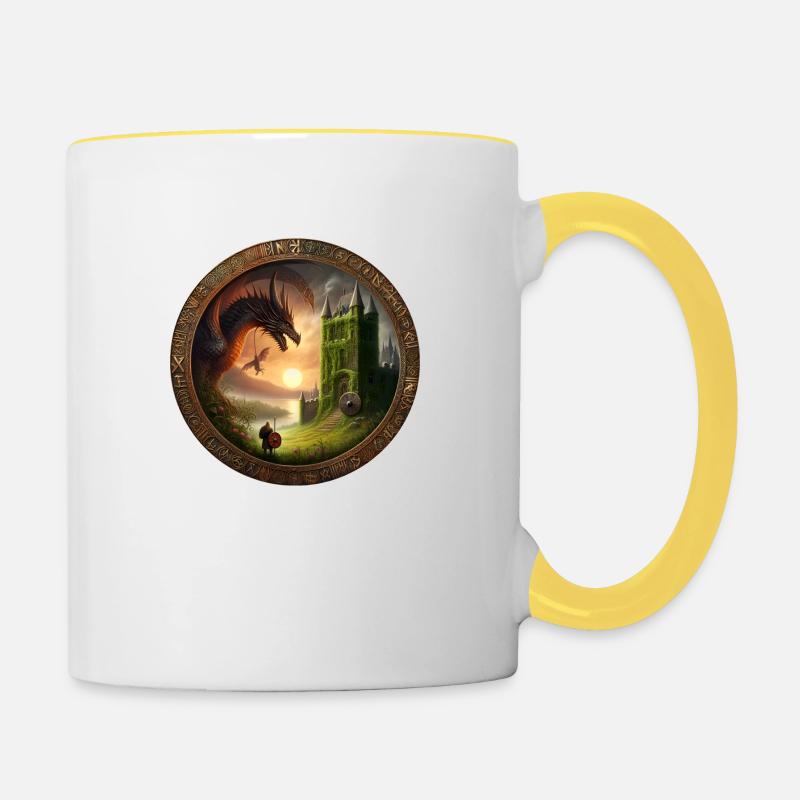 Drachenfreund - Tasse zweifarbig - Weiß/Gelb