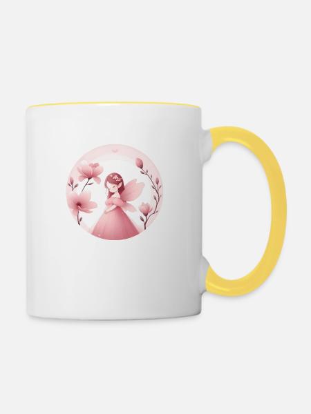 Die Unschuld der Magnolie - Tasse zweifarbig - Weiß/Gelb