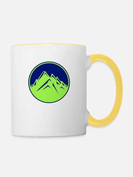 berge - Tasse zweifarbig - Weiß/Gelb