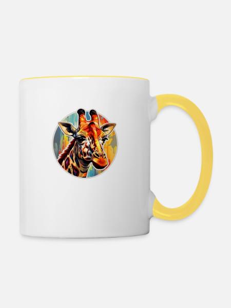 Giraffenkopf - Tasse zweifarbig - Weiß/Gelb