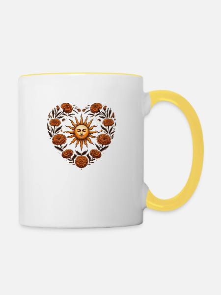 Retro-Sonnenschein - Tasse zweifarbig - Weiß/Gelb