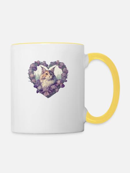 MaineCoon Iris - Tasse zweifarbig - Weiß/Gelb