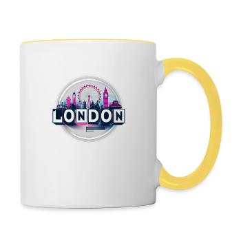 London - Synthwave Colourful Tee Design Typography - Contrasting Mug - white/yellow - Right