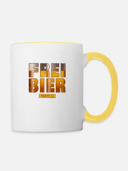 Freibier Party 24 - Tasse zweifarbig - Weiß/Gelb