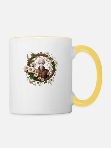 Blumenelf - Tasse zweifarbig - Weiß/Gelb