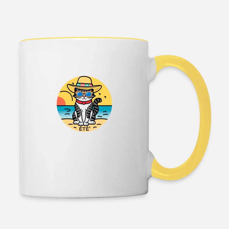 Summer cat - Contrasting Mug - white/yellow