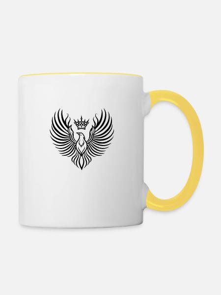 Phoenix mit schwebender Krone - Tasse zweifarbig - Weiß/Gelb