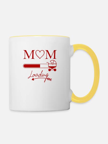 mom loading - Tasse zweifarbig - Weiß/Gelb