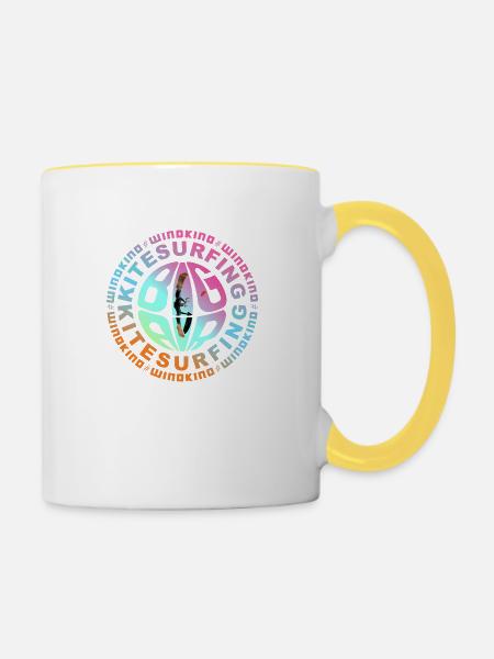 Kitesurfing - Tasse zweifarbig - Weiß/Gelb