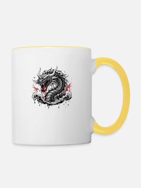 Long - Tasse zweifarbig - Weiß/Gelb