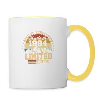 1984 anniversaire 1984 né en 1984 anniversaire - Mug contrasté - blanc/jaune - Droite