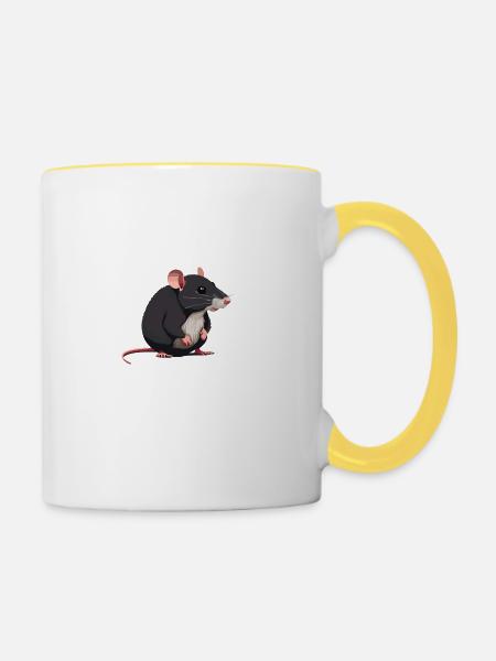 Maus - Tasse zweifarbig - Weiß/Gelb