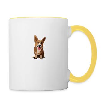 Corgi Hund - Tasse zweifarbig - Weiß/Gelb - Rechts