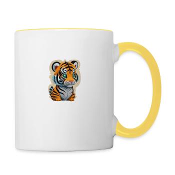 Kleiner Tiger - Tasse zweifarbig - Weiß/Gelb - Rechts