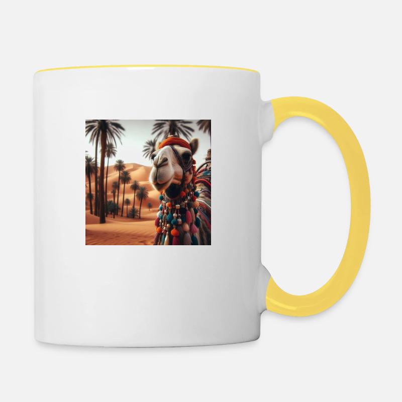true camel in a desert A6 - Mug contrasté - blanc/jaune