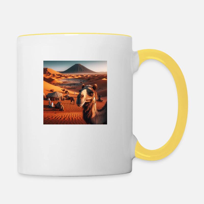 true camel in a desert A8 - Mug contrasté - blanc/jaune