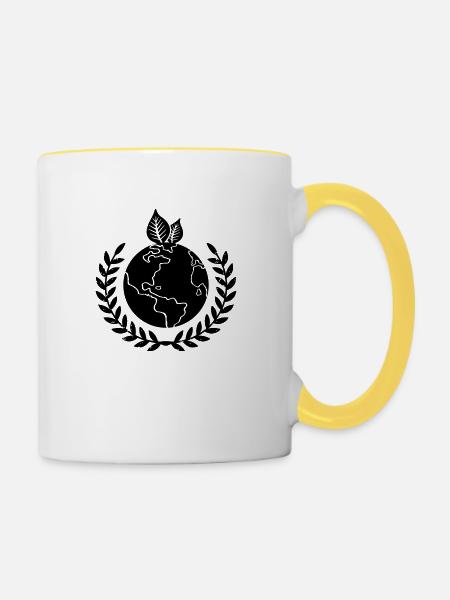 erde kranz - Tasse zweifarbig - Weiß/Gelb