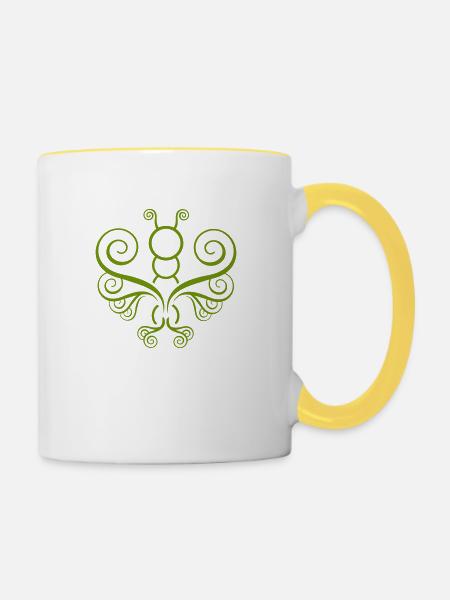 butterfly - Tasse zweifarbig - Weiß/Gelb