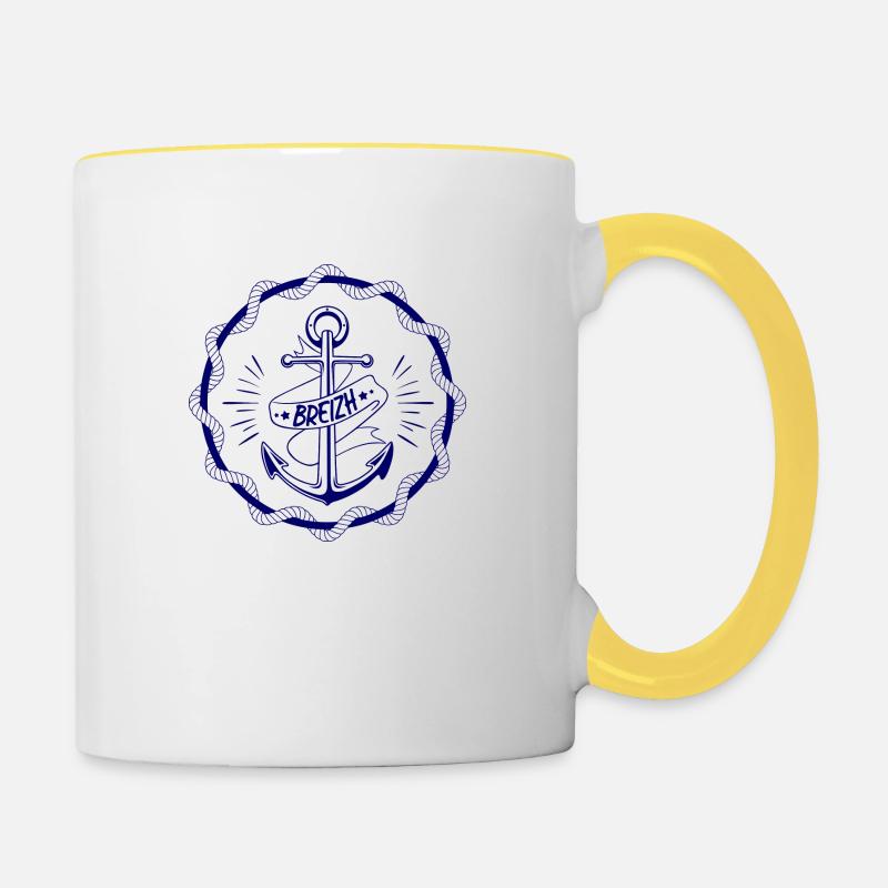 ANCRE BREIZH - Mug contrasté - blanc/jaune