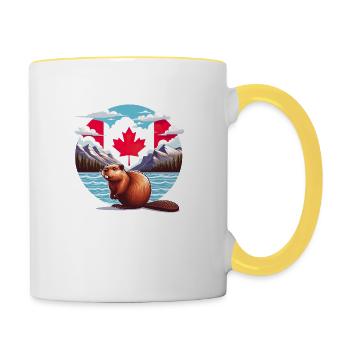 Kanada Bieber 6 - Tasse zweifarbig - Weiß/Gelb - Rechts