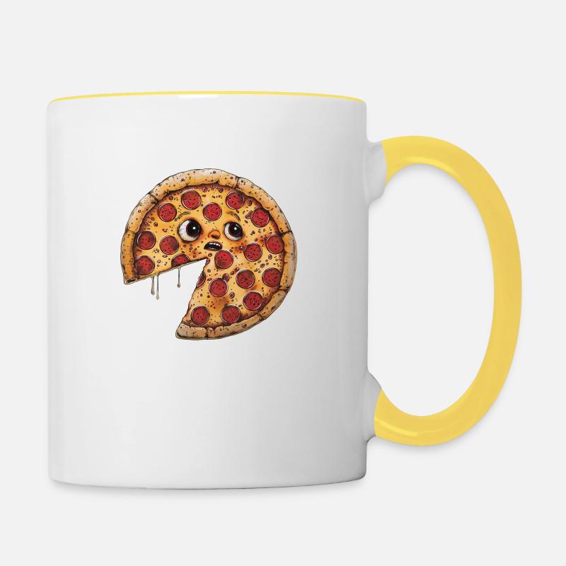 Pizza - Tasse zweifarbig - Weiß/Gelb