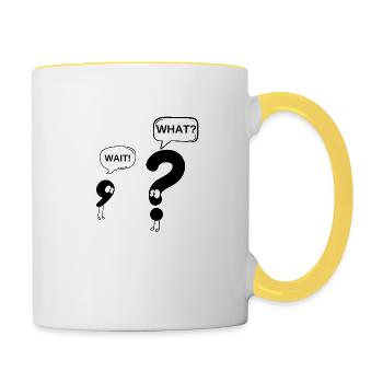 Moment, was? - Tasse zweifarbig - Weiß/Gelb - Rechts