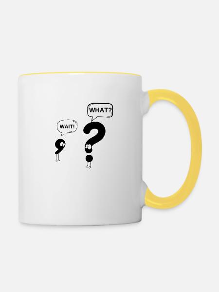 Moment, was? - Tasse zweifarbig - Weiß/Gelb