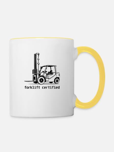 Gabelstapler fineline - Tasse zweifarbig - Weiß/Gelb