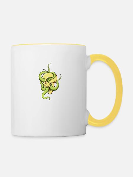 Schädel mit Tentakeln - Tasse zweifarbig - Weiß/Gelb