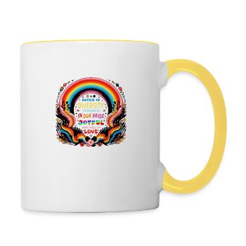 UNIS DANS LA DIVERSITÉ - Mug contrasté - blanc/jaune - Droite