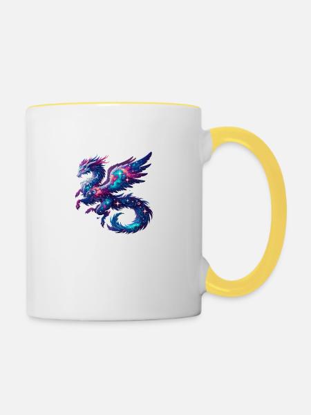 Astrologischer Drache - Tasse zweifarbig - Weiß/Gelb