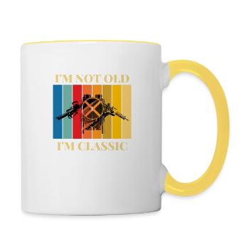 Oldie but goldie - Tasse zweifarbig - Weiß/Gelb - Rechts