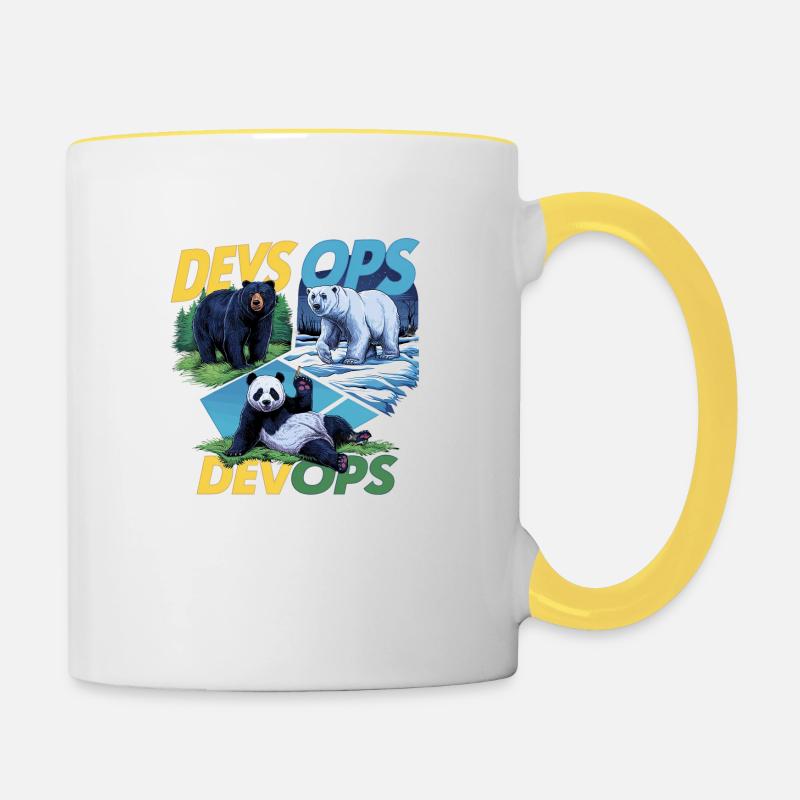 Devops - Tasse zweifarbig - Weiß/Gelb