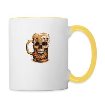 Cadeau de bière - Mug contrasté - blanc/jaune - Droite