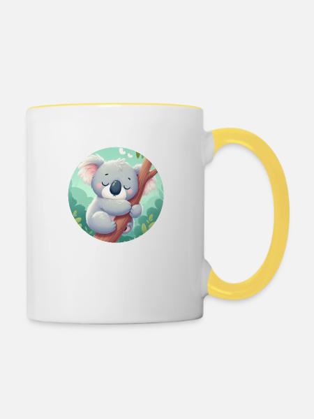 glücklicher Koalabär Koala - Tasse zweifarbig - Weiß/Gelb