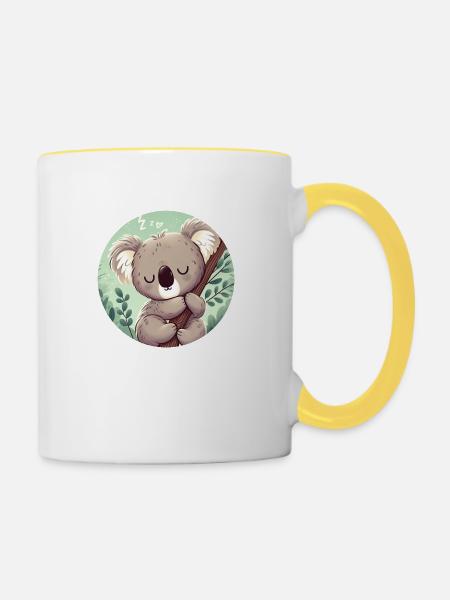 glücklicher Koalabär Koala - Tasse zweifarbig - Weiß/Gelb