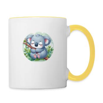 Koala heureux Koala Ours Koala - Mug contrasté - blanc/jaune - Droite