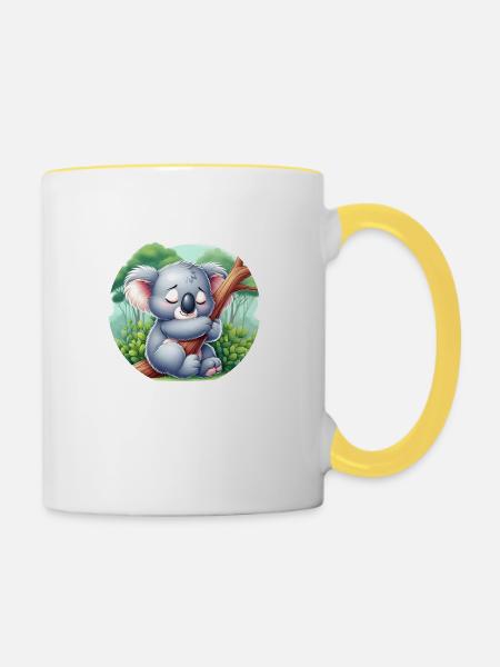 glücklicher Koalabär Koala - Tasse zweifarbig - Weiß/Gelb
