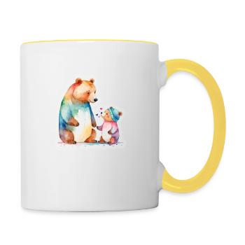 Bärenstarke Familie - Tasse zweifarbig - Weiß/Gelb - Rechts